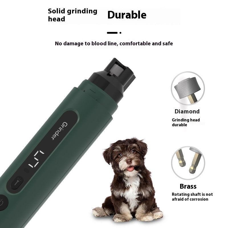 Rechargeable Pet Nail Grinder – Quiet 5-Speed Trimmer for Dogs & Cats
