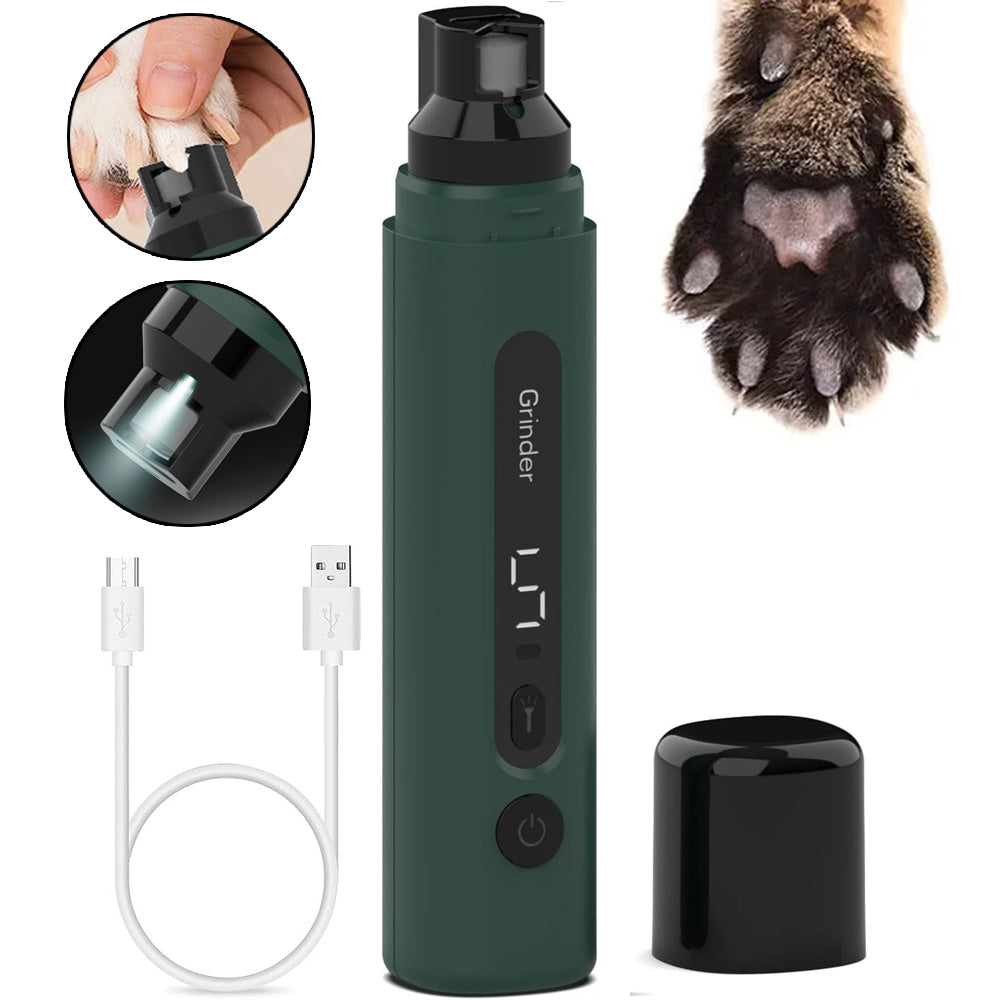 Rechargeable Pet Nail Grinder – Quiet 5-Speed Trimmer for Dogs & Cats