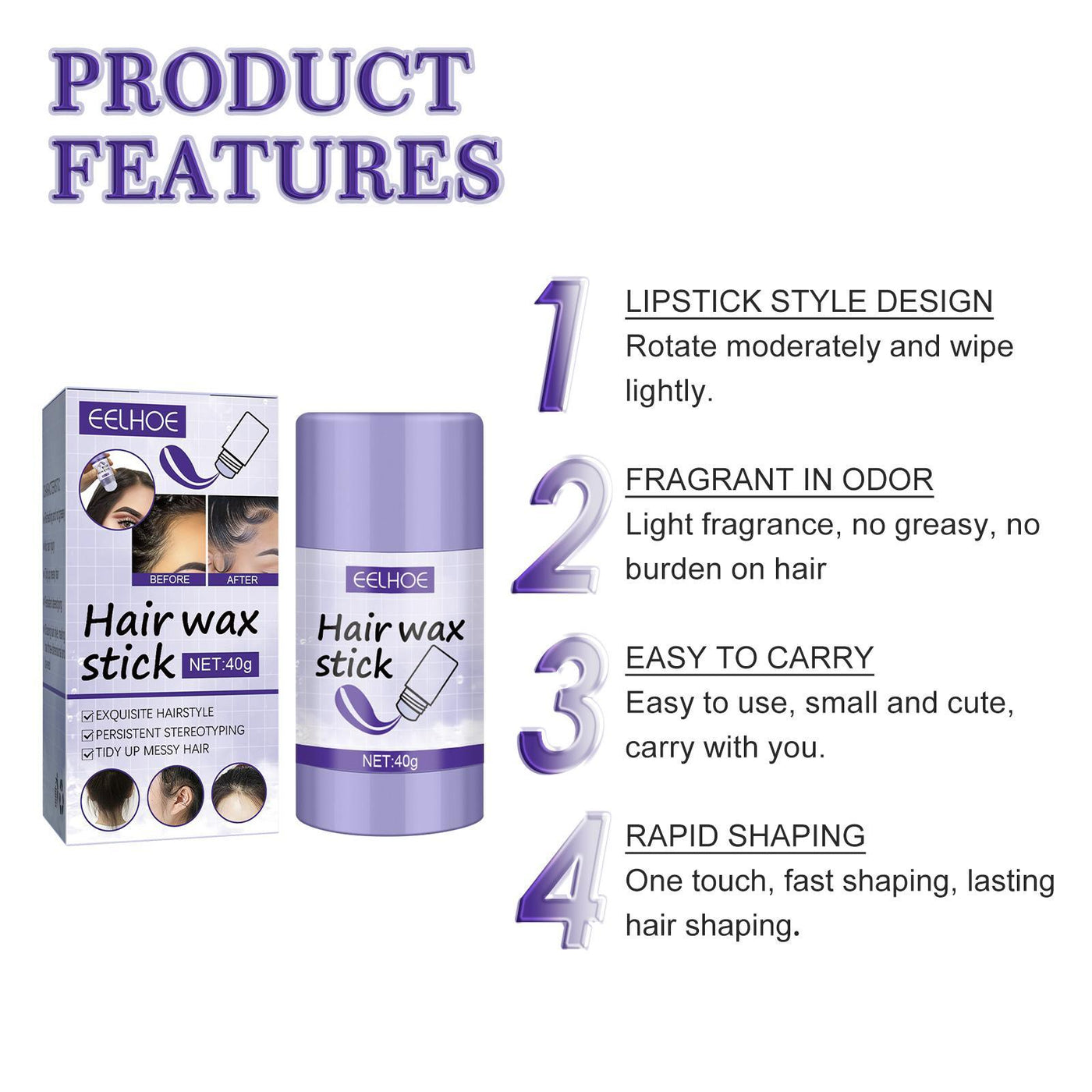 EELHOE Hair Wax Stick – Finishing & Styling for Broken Hair