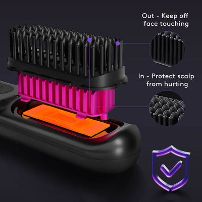 2 In 1 Straight Hair Comb Wireless Hair Straightener Brush Hair Fast Heating Portable Hot Curler USB Charging - Luxepetique