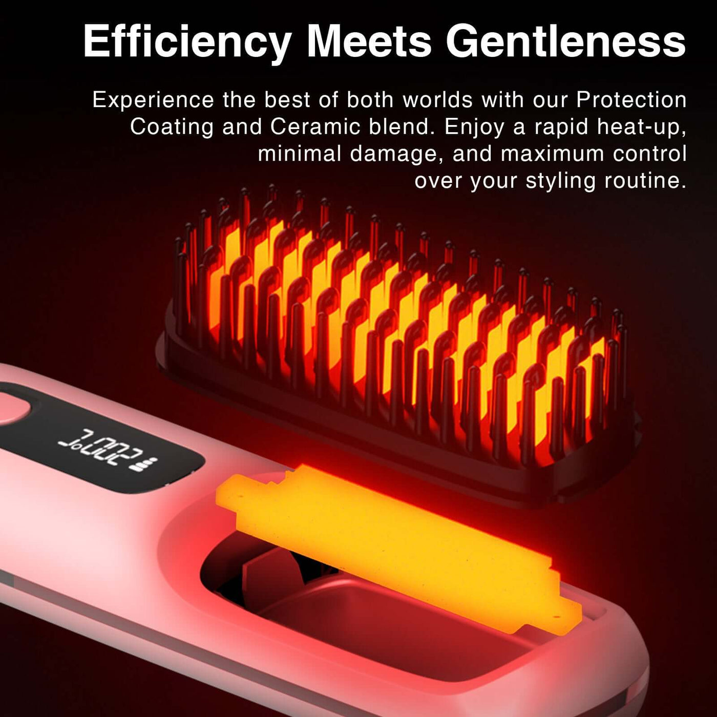 S7 Portable Cordless Hair Straightening Brush With LED Display - Lightweight Mini Negative Ion Hot Brush, USB Rechargeable Women's Travel Essentials Gift, Scald Protection - Luxepetique
