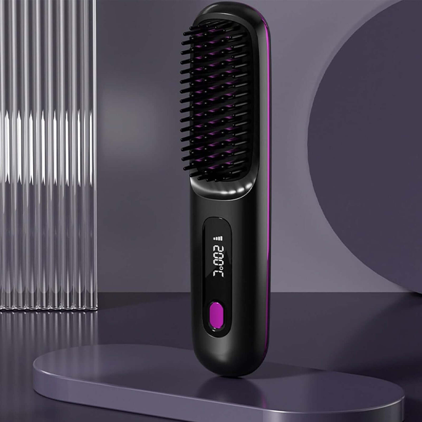 S7 Portable Cordless Hair Straightening Brush With LED Display - Lightweight Mini Negative Ion Hot Brush, USB Rechargeable Women's Travel Essentials Gift, Scald Protection - Luxepetique