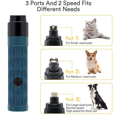 Electric Pet Nail Polisher with Light – Quiet Dog & Cat Nail Grinder