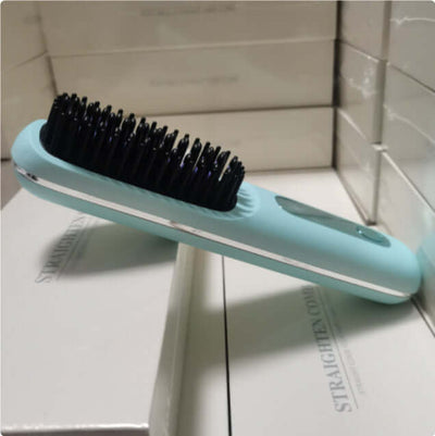 2 In 1 Straight Hair Comb Wireless Hair Straightener Brush Hair Fast Heating Portable Hot Curler USB Charging - Luxepetique