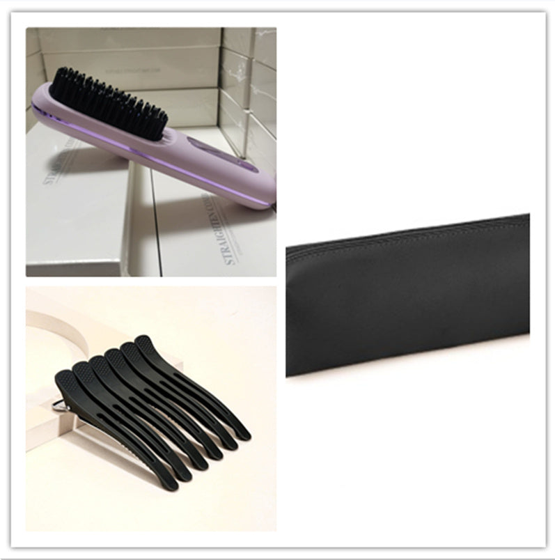 2 In 1 Straight Hair Comb Wireless Hair Straightener Brush Hair Fast Heating Portable Hot Curler USB Charging - Luxepetique