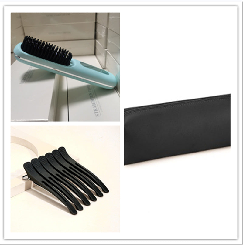 2 In 1 Straight Hair Comb Wireless Hair Straightener Brush Hair Fast Heating Portable Hot Curler USB Charging - Luxepetique